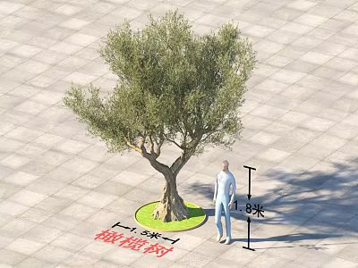 Outdoor Light for Garden Scene with Olive Tree and 8M Figure 3d model