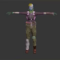 Game Movie Character With Blonde Hair Gray Top Harness Camouflage Pants And Knee Pads