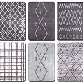 Square Rugs With Various Geometric Patterns In Black White Gray For Home Decor 3d model