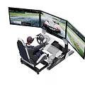 Functional Car Racing Simulator With Multiple Screens Steering Wheel And Racing Scenes
