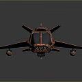 Orange Futuristic Starship With Sleek Design And Weapon Systems For Space Exploration