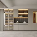 Modern Luxury Wine Cabinet Design With Glass Doors LED Lighting And Decorative Elements