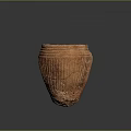 Carved Terracotta Pottery Jar Featuring Textured Surface and Visible Cracks