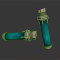 Turquoise Decorative Columns With Gold Metallic Frames And Glossy Surface Design