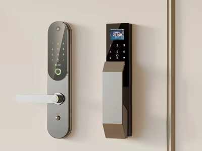Modern Smart Door Locks With Digital Keypad Display Screen And Electronic Design Features 3d model
