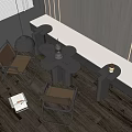 Modern Public Chair Design In Interior Setting With Wooden Floor And Striped Wall