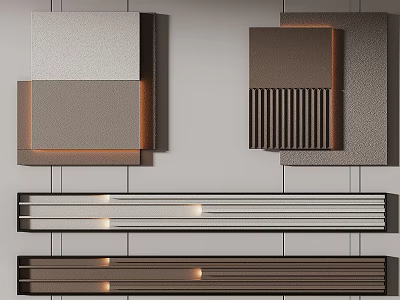 Modern Wall Decor With Layered Geometric Panels And Textured Surfaces For Home Interiors 3d model