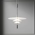 Modern Minimalist Pendant Light With Layered White Shades And Metal Rod For Interior Design