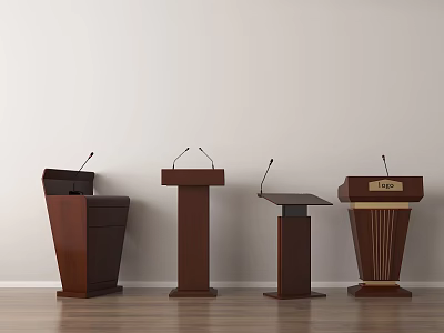 Wooden Lecture Desk Conference Lecture Desk with Microphone Lecture Equipment Enterprise Conference Supplies 3d model