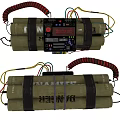Explosive Weapon Device Featuring Taped Together Bombs Digital Timer And Colored Wires 3d model
