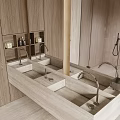 Modern Wood Accented Bathroom With Freestanding Bathtub Toilet Glass Shower