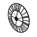Decorative Black Round Wall Clock With Roman Numeral Dial And Minimalist Design