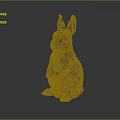 Brown Rabbit Statue Standing Pose With Detailed Features On Gray Surface 3d model