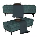 Light Blue Tufted Ottoman Interior Design With Gray Blanket And Tray 3d model