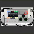 White Medical Device Monitor With ECG Waveform Display Screen Buttons Knobs And METRON Brand