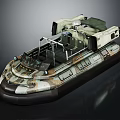 Military Style Camouflage Hovercraft Water Vehicle With Open Deck And Canopy
