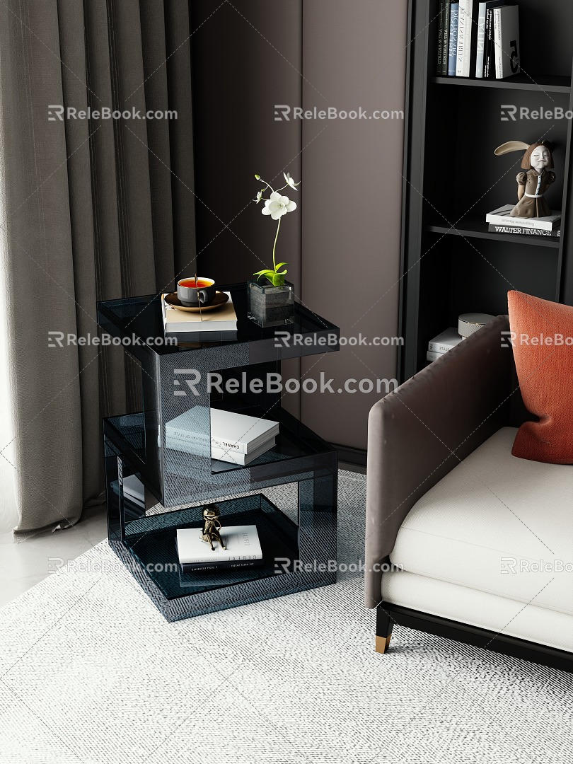 Modern living room sofa side table 3d model