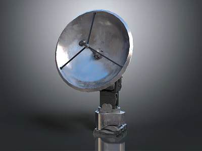 Commercial Satellite Communication Equipment With Metallic Reflective Dish Sturdy Support Base And Antenna Structure 3d model