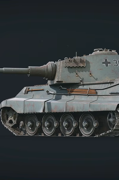 Military Tank With Long Cannon Tracks Cross Insignia And Number 301 3d model