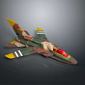 Camouflage Fighter Jet Model With Red Cockpit And Yellow Green Brown Colors