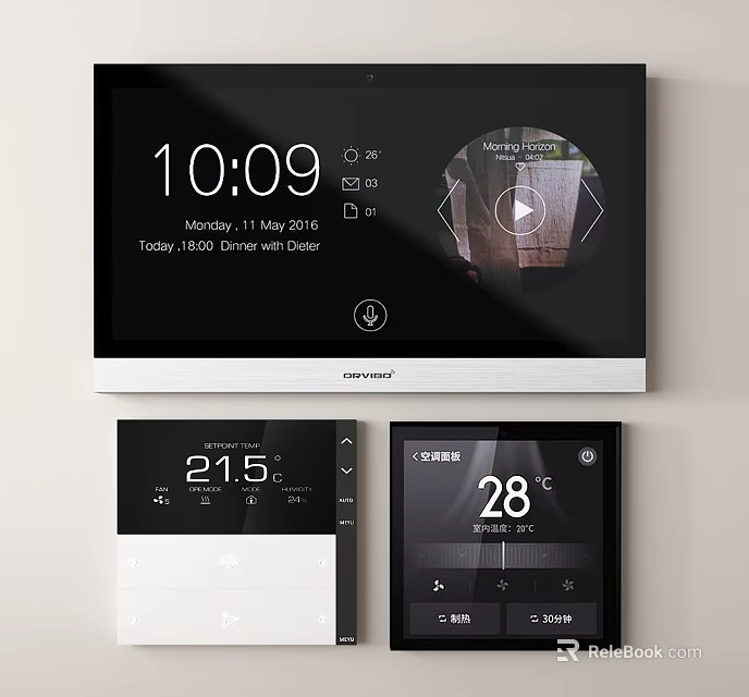 Multifunctional Smart Switch Panel With Touchscreen Time Display And Temperature Control 3d model 