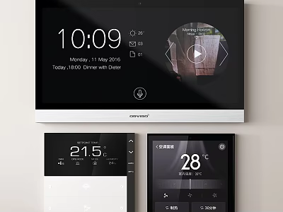 Multifunctional Smart Switch Panel With Touchscreen Time Display And Temperature Control 3d model