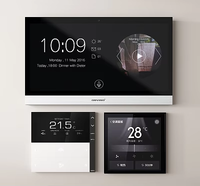 Multifunctional Smart Switch Panel With Touchscreen Time Display And Temperature Control 3d model