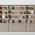 Modern Wooden Decorative Cabinet with Open Shelves Displaying Books Vases Plants and Decorative Items