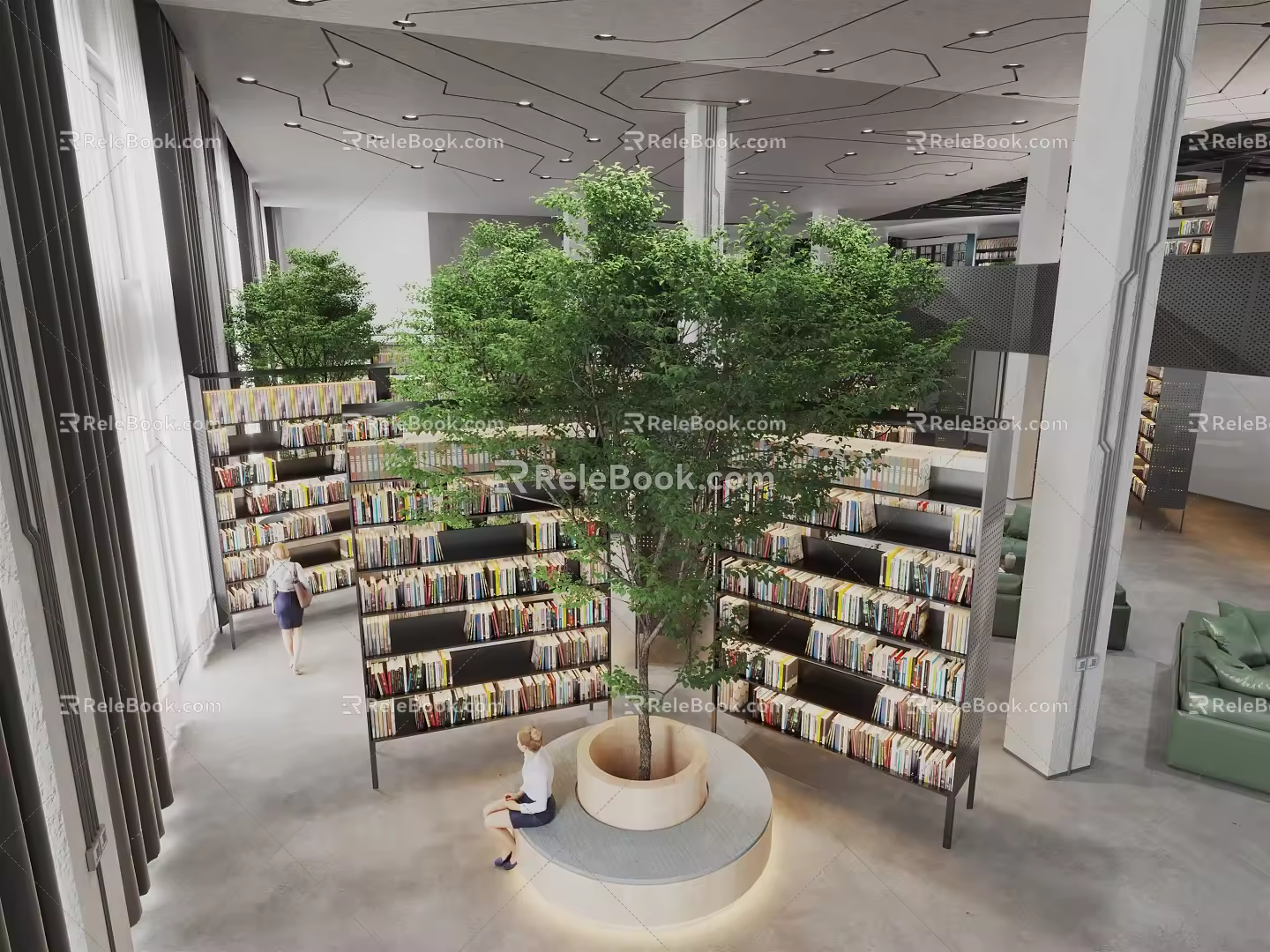 modern library 3d model