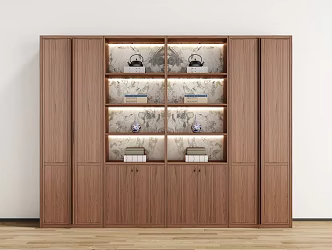New Chinese-style Bookcase Side Cabinet Finished Bookcase Decorative Cabinet 3d model