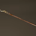 Traditional Decorative Spear With Golden Accents Intricate Patterns On Spearhead And Shaft Against Black Background