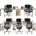 Modern Office Workstations With Multiple Desks Ergonomic Chairs And Computer Monitors 3d model