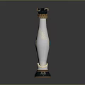 Decorative Vase Featuring White Body Gold Patterns Blue Circular Decoration And Black Red Top