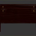 Dark Red Wooden Desk With Golden Handles And Lower Shelf Classic Design