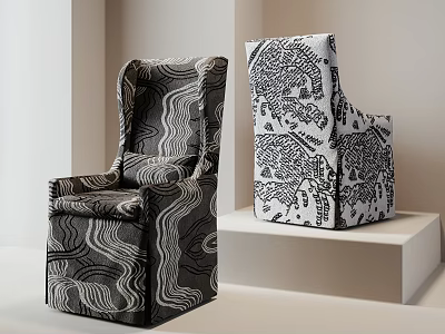 Unique Black and White Pattern Dining Chairs in Modern Interior Design 3d model