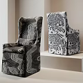 Unique Black and White Pattern Dining Chairs in Modern Interior Design 3d model
