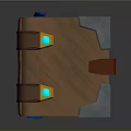 3D Model Wooden Decorative Box With Brown Straps Metal Corners And Blue Gems