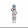 Game Movie Character With Blue Hair Blue Eyes Elf Ears White Purple Outfit Silver Armor