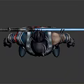 Futuristic Game Character In Blue Black Armor With Katana Swords And Glowing Accents