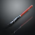 Red Fountain Pen With Silver Decorative Detail Metal Nib And Shiny Reflection On Dark Background