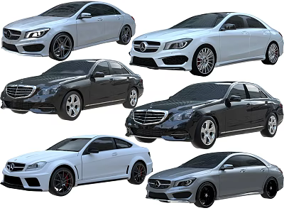 Various Modern Cars Display Featuring Different Colors and Sedan Styles 3d model