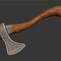 Handcrafted Axe Weapon With Carved Wooden Handle And Intricate Metal Head Design