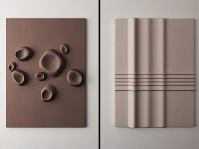 Modern Textured Wall Decor Featuring Irregular Circular Shapes And Curved Lines 3d model