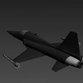 Black Fighter Jet 3D Model with Streamlined Design and Missile Attachments on Dark Background 3d model