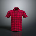 Red Plaid Short Sleeved Shirt For Daily Casual Wear And Comfort