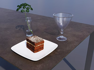 Food Wine Glass Bread Western Food Tableware Combination Bread Baking West Point Bread Nooddle 3d model