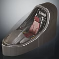 Modern Spacecraft Cabin Interior With Red Astronaut Seat And Metallic Structure 3d model