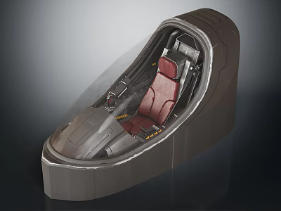 Modern Spacecraft Cabin Interior With Red Astronaut Seat And Metallic Structure 3d model