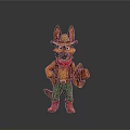 Cartoon Dog Character Wearing Cowboy Hat Red Bandana Green Pants And Red Boots