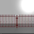 Red Metal Decorative Gate With Spiked Tops And Ornate Patterns For Entry 3d model